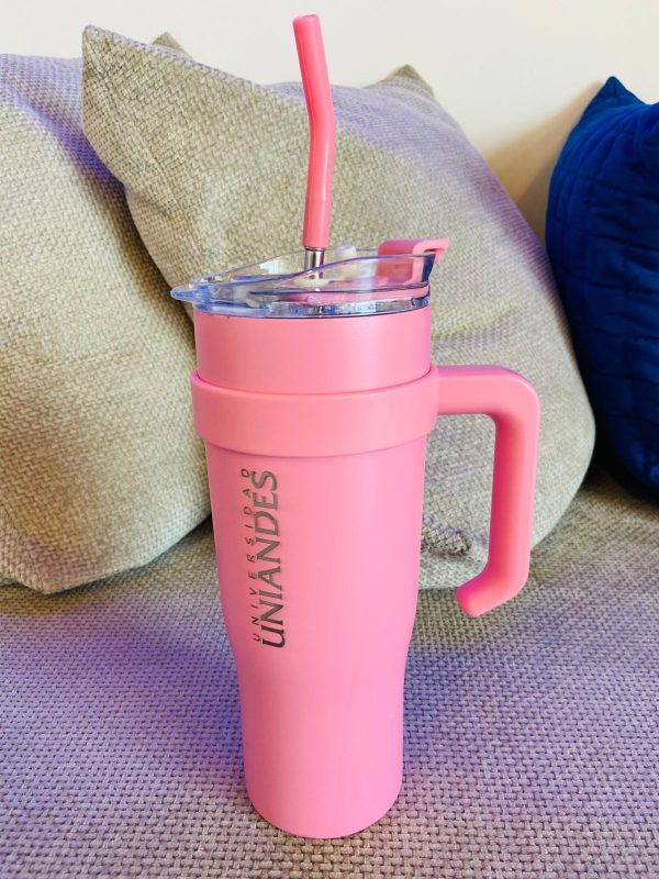 TERMO CON SORBETE DE ACERO INOXIDABLE ROSA 1200ML